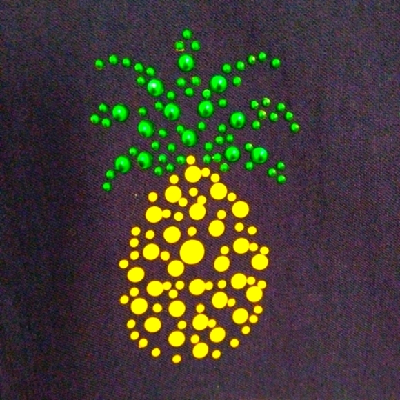 Jason Maxwell Skort Medium Navy Blue with Jeweled Pineapples - Picture 3 of 4